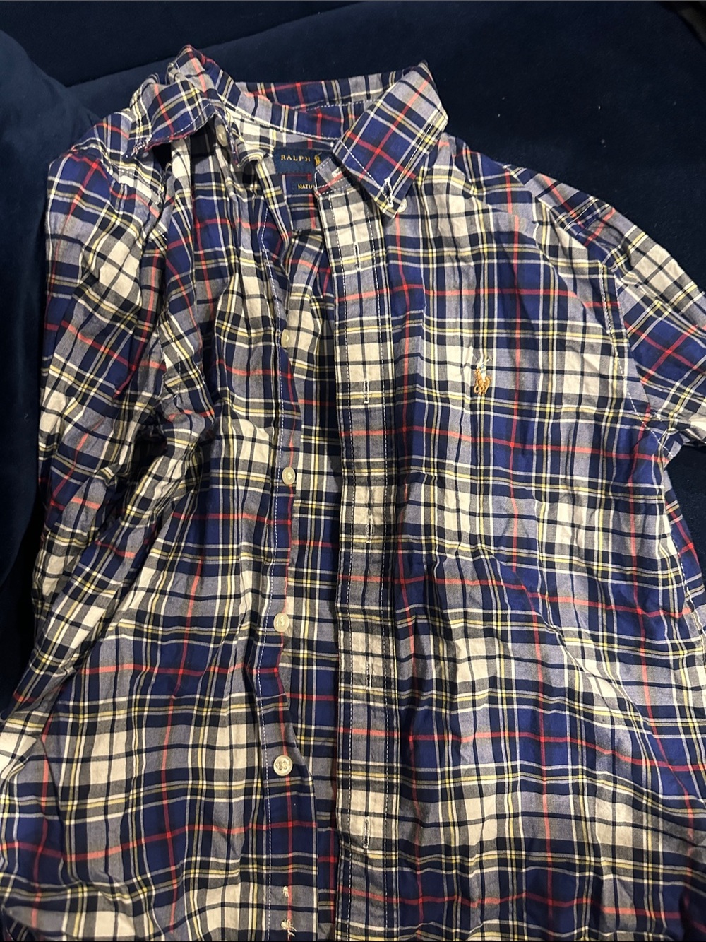 Ralph Lauren Navy, White & Red Plaid Button-Down Shirt